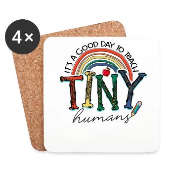 It's a Good Day to Teach Tiny Humans Leopard - Coasters (set of 4) - white - Front