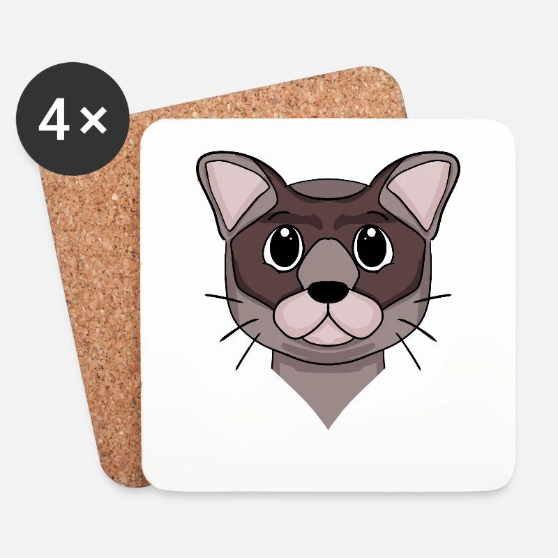 Burma Katze - Untersetzer (4er-Set) - Weiß