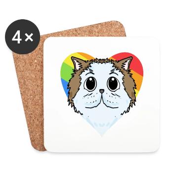 LGBT Cat Persian Cat Rainbow - Coasters (set of 4) - white - Front