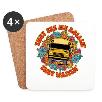They See Me Rollin' They Waitin' Bus Driver - Coasters (set of 4) - white - Front