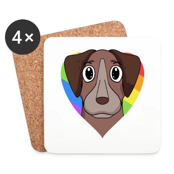 Homosexuell Regenbogen Pointer Hund - Untersetzer (4er-Set) - Weiß - Vorne