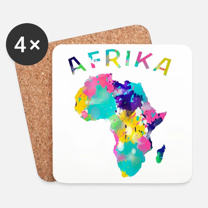 Afrika bunt - Untersetzer (4er-Set) - Weiß