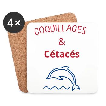 Coquillages et cétacés - Dessous de verre (lot de 4) - blanc - Devant