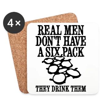Lustige bier echte Männer Sixpack Bierbauch Vater - Untersetzer (4er-Set) - Weiß - Vorne