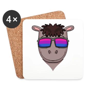 Cadeau de cheval bisexuel - Dessous de verre (lot de 4) - blanc - Devant