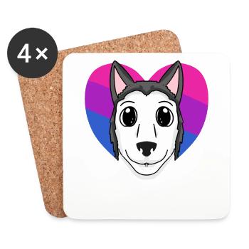 Cadeau bisexuel de chien husky sibérien - Dessous de verre (lot de 4) - blanc - Devant