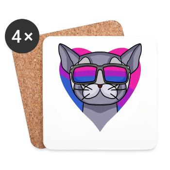 Bisexual British Shorthair Cat Gift - Coasters (set of 4) - white - Front