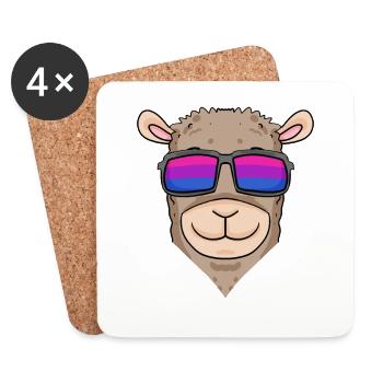 Cadeau d’alpaga bisexuel - Dessous de verre (lot de 4) - blanc - Devant