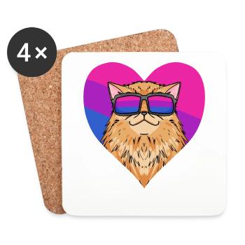 Bisexual Persian Cat Cat Gift - Coasters (set of 4) - white - Front