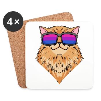 Bisexual Persian Cat Cat Gift - Coasters (set of 4) - white - Front