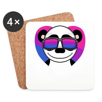 Cadeau panda bisexuel - Dessous de verre (lot de 4) - blanc - Devant