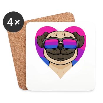 Bisexuell Mops Hund Geschenk - Untersetzer (4er-Set) - Weiß - Vorne
