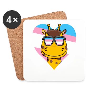 Transgender Transsexuell Giraffe Geschenk - Untersetzer (4er-Set) - Weiß - Vorne