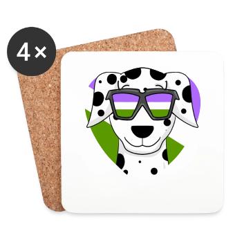Genderqueer Chien Lgbt Dalmatien - Dessous de verre (lot de 4) - blanc - Devant