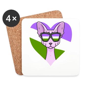 Genderqueer Lgbt Katze Sphynx - Untersetzer (4er-Set) - Weiß - Vorne