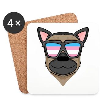 Transgender Transsexuell Deutscher Schäferhund - Untersetzer (4er-Set) - Weiß - Vorne