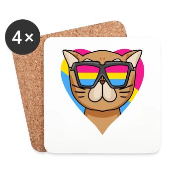 Pansexual Persian Cat Cat Gift - Coasters (set of 4) - white - Front
