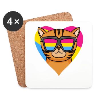 Pansexuell Bengalkatze Katze Geschenk - Untersetzer (4er-Set) - Weiß - Vorne