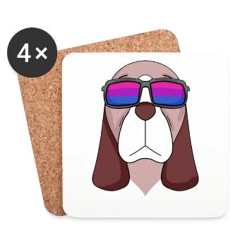 Bisexual Basset Hound Dog Gift - Coasters (set of 4) - white - Front