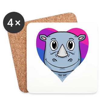 Cadeau rhinocéros bisexuel - Dessous de verre (lot de 4) - blanc - Devant