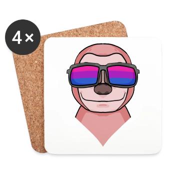 Cadeau de paresseux bisexuel - Dessous de verre (lot de 4) - blanc - Devant