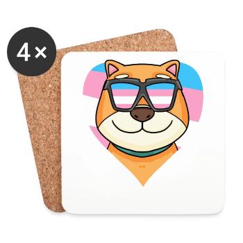 Transgenre Transsexuel Shiba Inu Dog Gift - Dessous de verre (lot de 4) - blanc - Devant