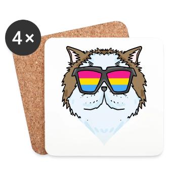 Pansexuell Perserkatze - Katze mit Brille - Untersetzer (4er-Set) - Weiß - Vorne