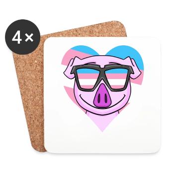 Transgender Transsexuell Schwein Geschenk - Untersetzer (4er-Set) - Weiß - Vorne