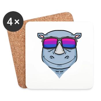 Cadeau rhinocéros bisexuel - Dessous de verre (lot de 4) - blanc - Devant