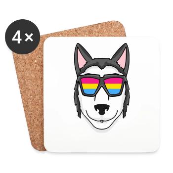 Pansexual Siberian Husky Dog - Chien avec lunettes - Dessous de verre (lot de 4) - blanc - Devant