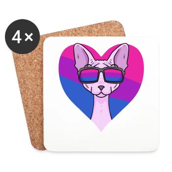 Bisexuell Sphynx Katze Geschenk - Untersetzer (4er-Set) - Weiß - Vorne