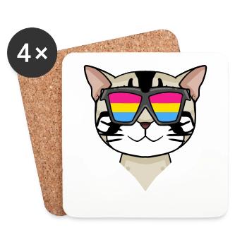 Pansexuell American Shorthair - Katze mit Brille - Untersetzer (4er-Set) - Weiß - Vorne