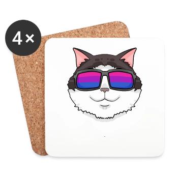 Cadeau de chat Ragdoll bisexuel - Dessous de verre (lot de 4) - blanc - Devant