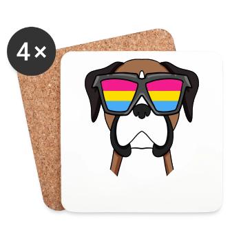 Pansexuell Deutscher Boxer Hund - Hund mit Brille - Untersetzer (4er-Set) - Weiß - Vorne