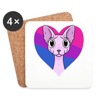 Bisexuell Sphynx Katze Geschenk - Untersetzer (4er-Set) - Weiß - Vorne