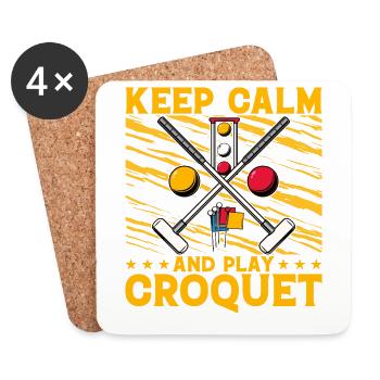 Keep calm and play Croquet - Untersetzer (4er-Set) - Weiß - Vorne