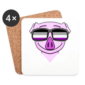 Asexual Lgbt Pig Asexualité - Dessous de verre (lot de 4) - blanc - Devant