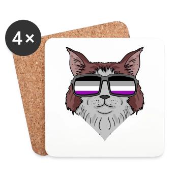 Asexuell Lgbt Maine Coon Katze Asexualität - Untersetzer (4er-Set) - Weiß - Vorne