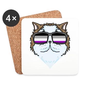 Asexual Lgbt Persian Cat Cat Asexuality - Coasters (set of 4) - white - Front