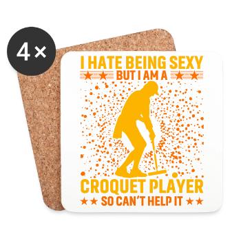 Je déteste être sexy Croquet - Dessous de verre (lot de 4) - blanc - Devant