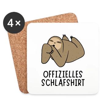 Offizielles Schlafshirt - Nachdenkliches Faultier - Untersetzer (4er-Set) - Weiß - Vorne