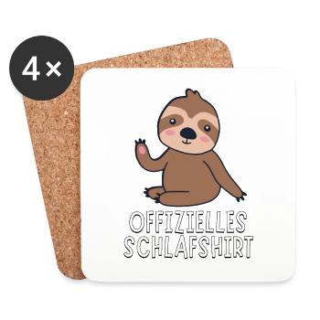 Offizielles Schlafshirt - Süßes Baby Faultier - Untersetzer (4er-Set) - Weiß - Vorne