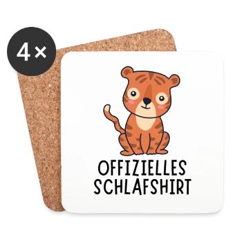 Offizielles Schlafshirt - Süßer Baby Tiger - Untersetzer (4er-Set) - Weiß - Vorne