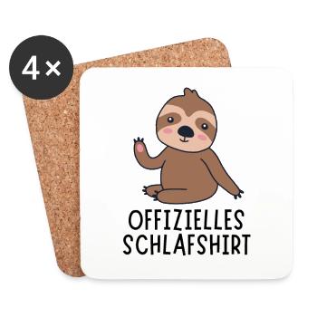 Offizielles Schlafshirt - Süßes Baby Faultier - Untersetzer (4er-Set) - Weiß - Vorne