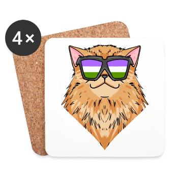Genderqueer Lgbt Cat Persian Cat - Coasters (set of 4) - white - Front