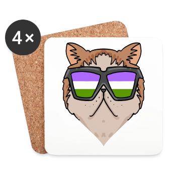 Genderqueer Lgbt Cat Exotic Shorthair Cat - Coasters (set of 4) - white - Front