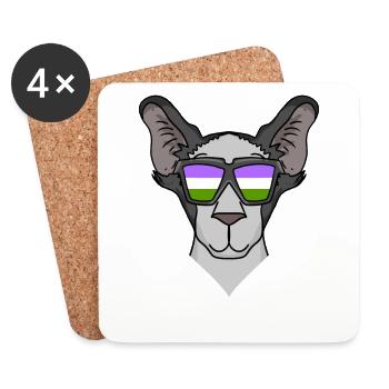 Genderqueer Lgbt Cat Oriental Shorthair - Coasters (set of 4) - white - Front