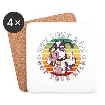 Pas votre mère, pas votre lait Sauvetage des droits des animaux - Dessous de verre (lot de 4) - blanc - Devant