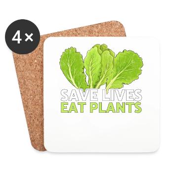 Sauver des vies Manger des plantes Sauvetage d’animaux Droits des animaux - Dessous de verre (lot de 4) - blanc - Devant