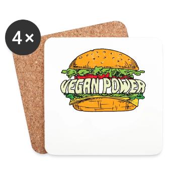 Vegan Plant Pals Vegetarian Diet Veganism Veggies - Coasters (set of 4) - white - Front